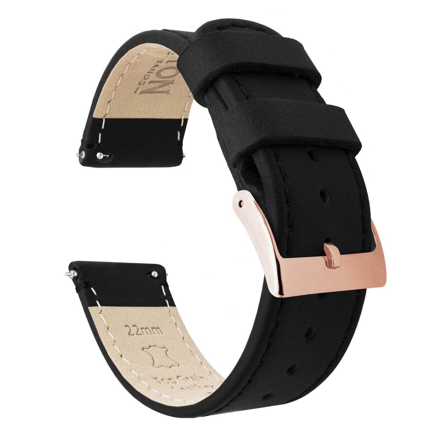 Black Leather Quick Release Watch Band