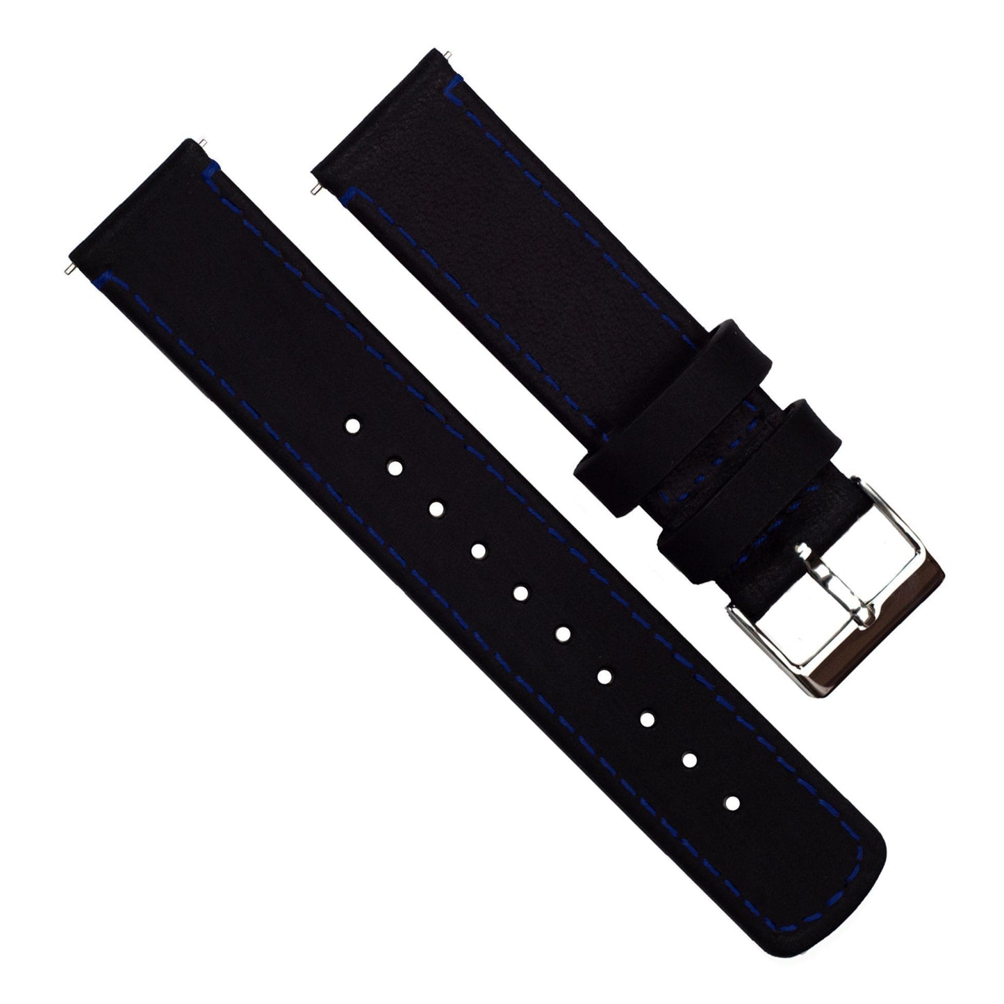 Black Leather Blue Stitching Watch Band