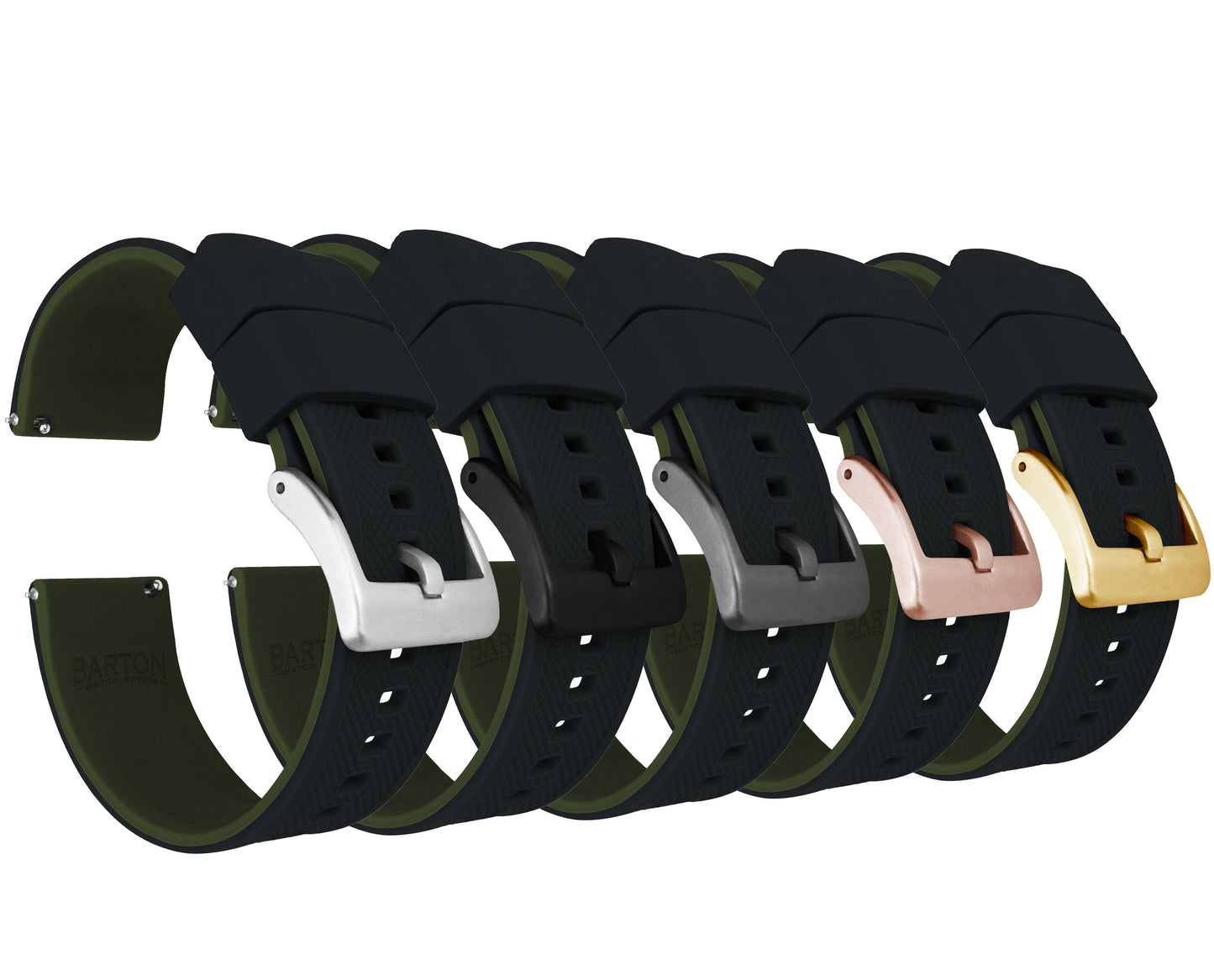 Black Top Army Green Bottom Elite Silicone Watch Band