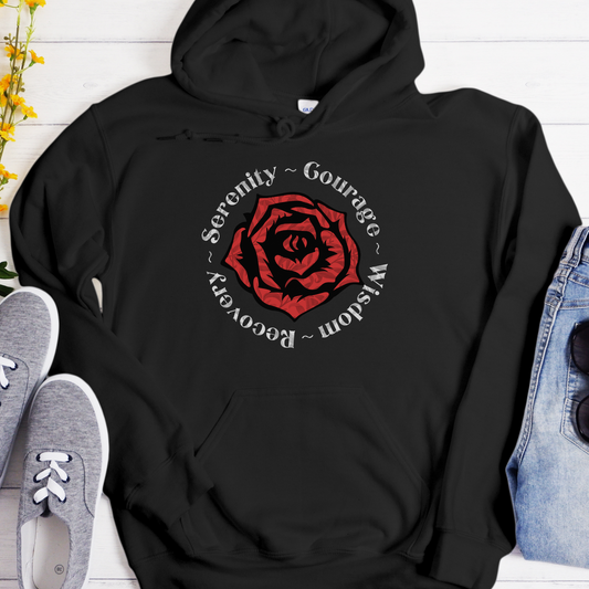 Recovery Hoodie | Inspiring Sobriety |  Serenity Prayer Rose