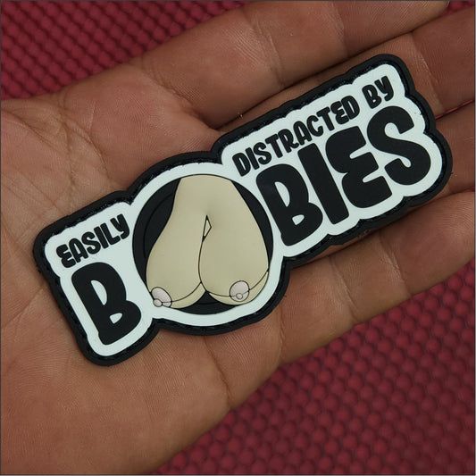 "Fun Size Boobs" - Easily Distracted By Boobies (Uncensored) - 4 inch PVC Patch -