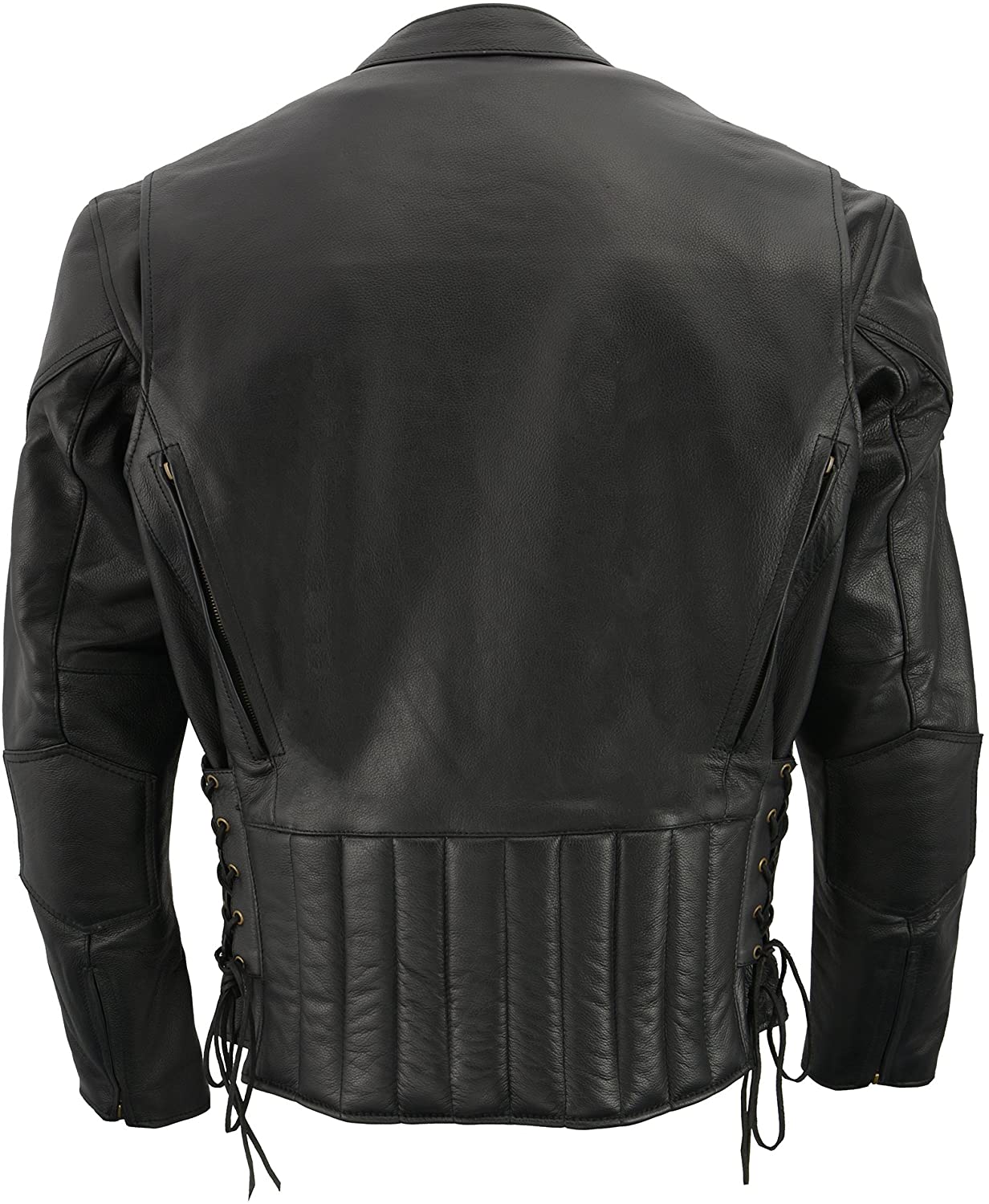 M-Boss Motorcycle Apparel BOS11510 Men’s ‘Speed’ Black Cowhide Leather Motorcycle Riding Jacket