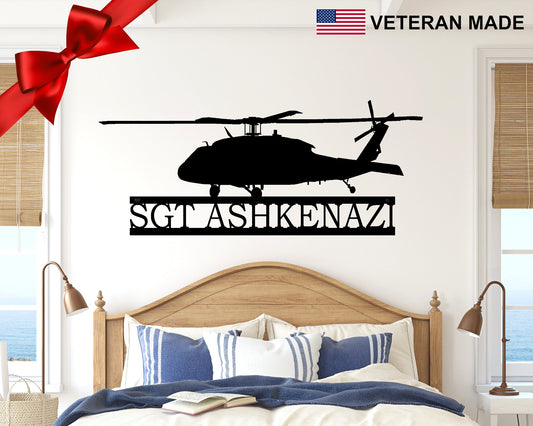 Helicopter UH-60 Black Hawk Personalized Metal Sign