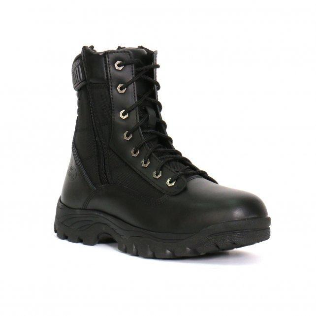 Hot Leathers Men's Black Leather Swat Style Lace Up Boots with Zippers BTM1012