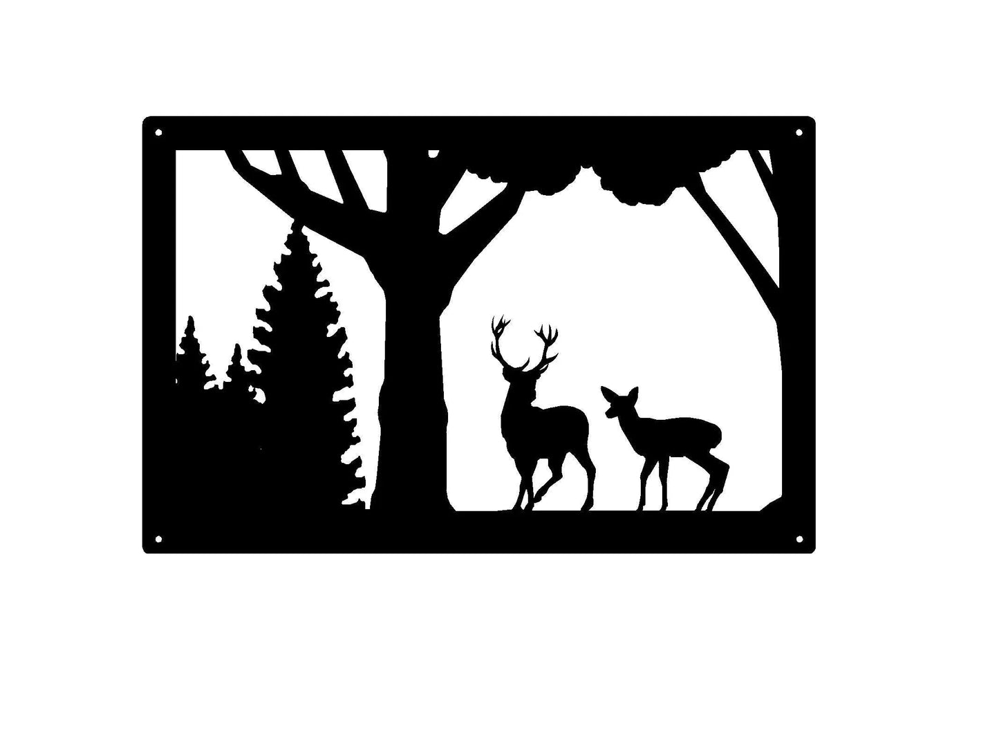 Buck and Doe Wildlife Metal Wall Art