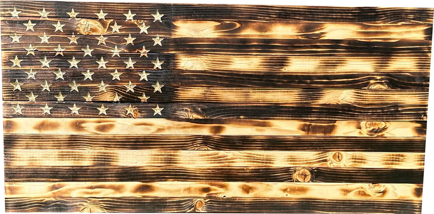 Large Burnt American Flag Hidden Gun Storage Cabinet (Burnt)