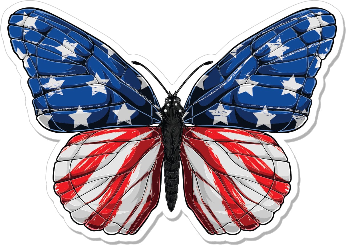 American Flag Butterfly - 4" Sticker