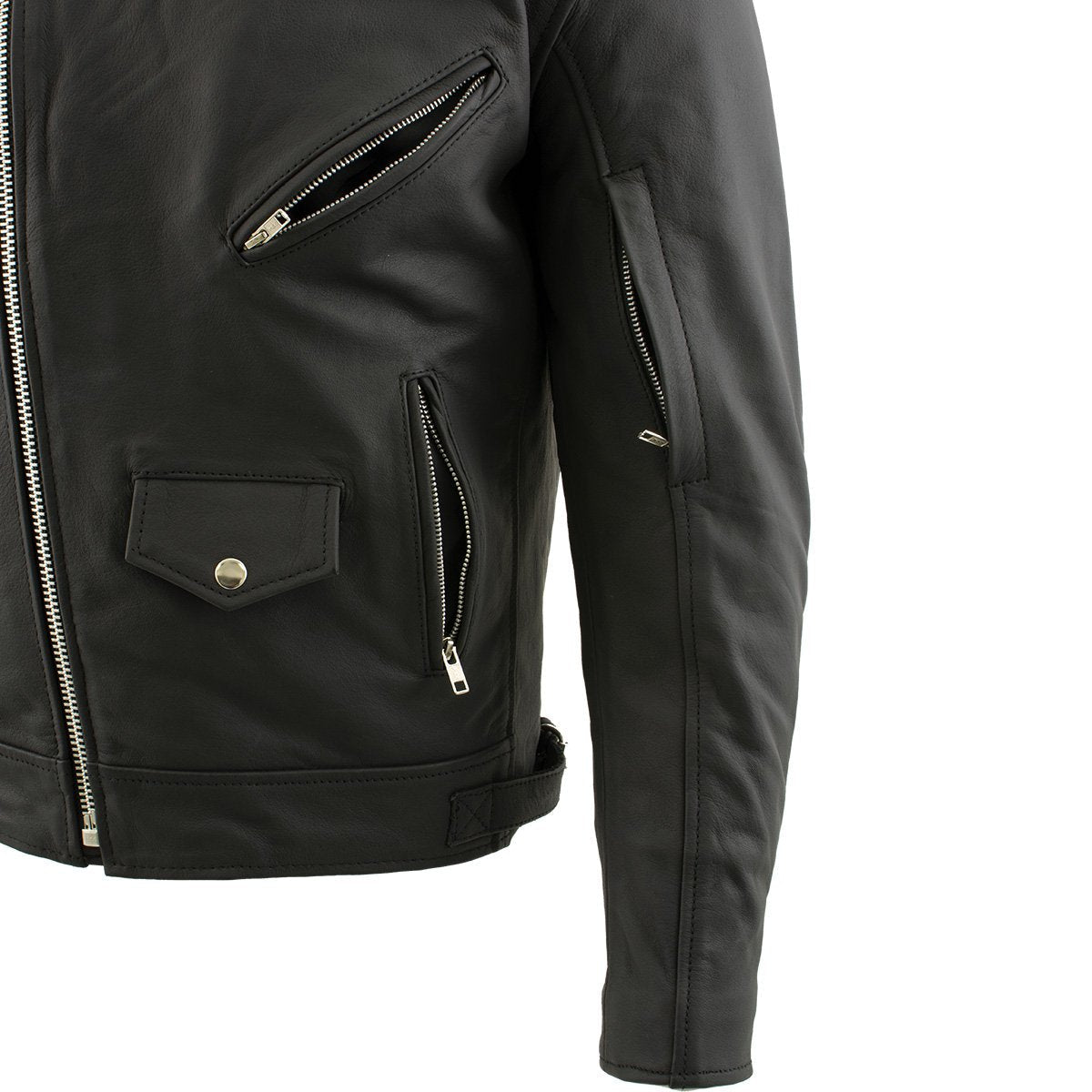 Xelement BXU10580 Men's 'Reaper' Matte Black Leather Motorcycle Biker Rider Jacket