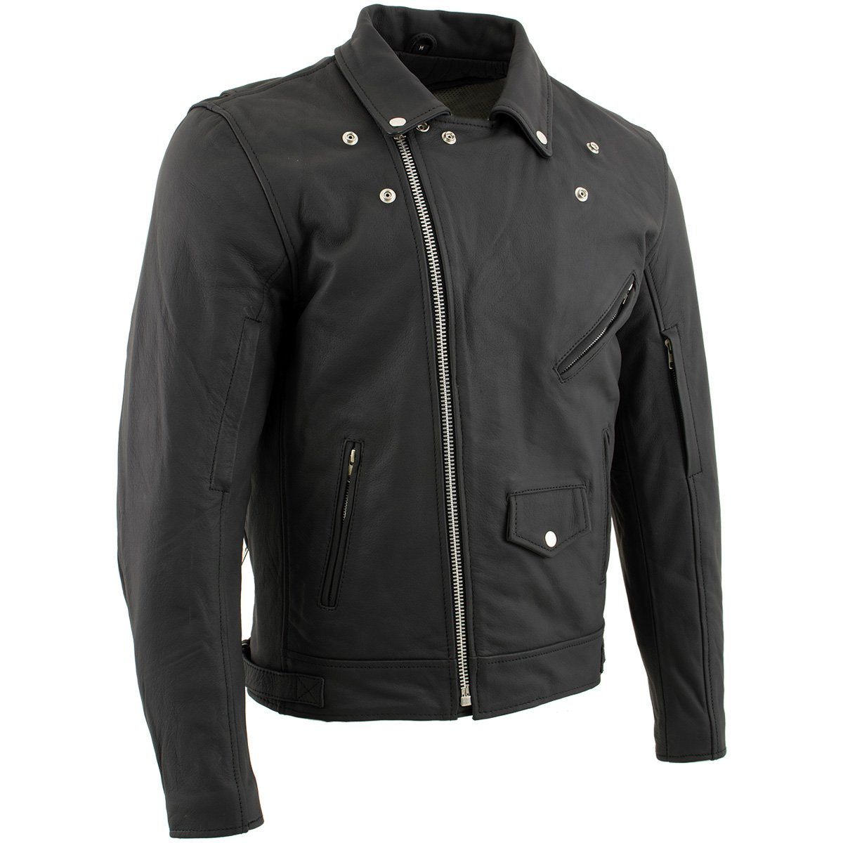 Xelement BXU10580 Men's 'Reaper' Matte Black Leather Motorcycle Biker Rider Jacket