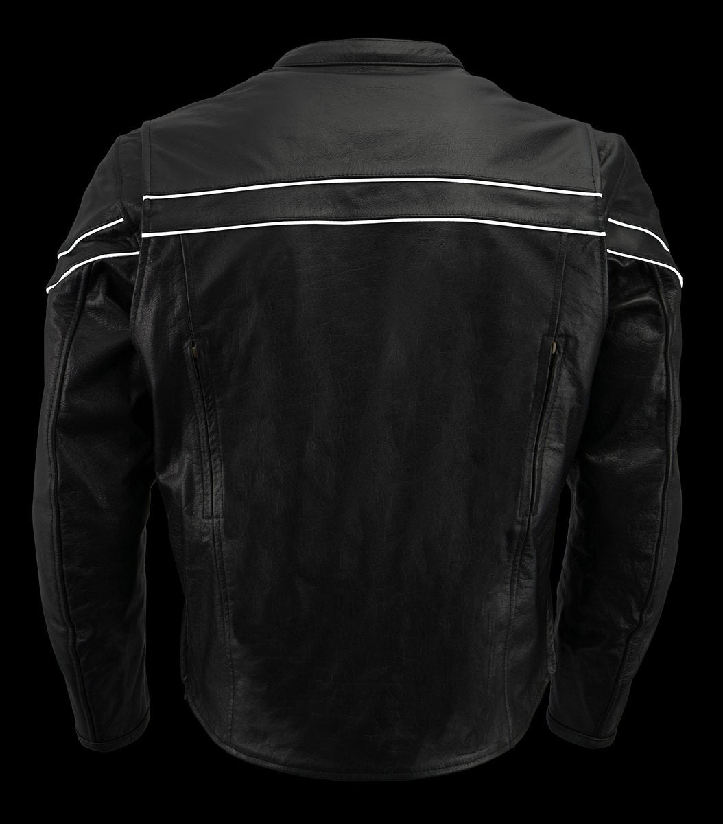 Men’s Premium Buffalo Black Leather Motorcycle Jacket with CE Armor Protection BZ1512