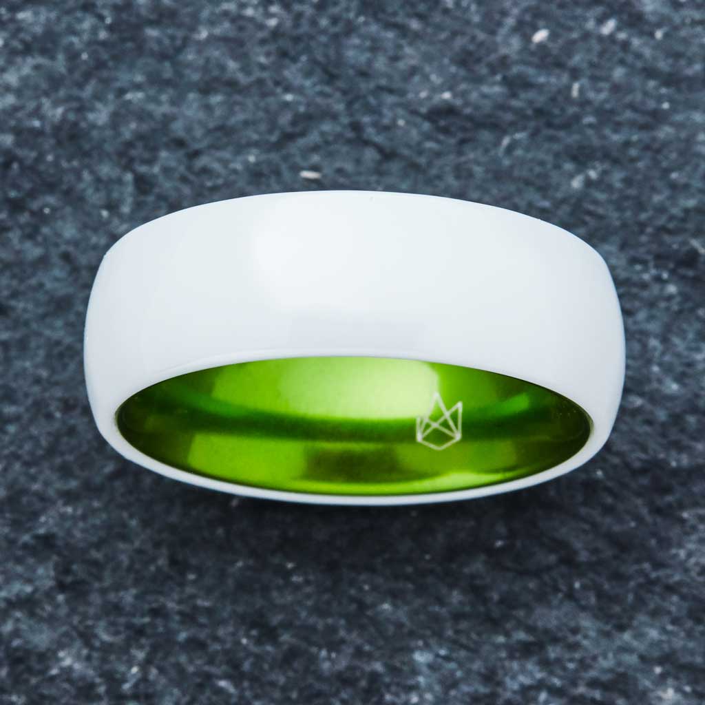 White Ceramic Ring - Resilient Green