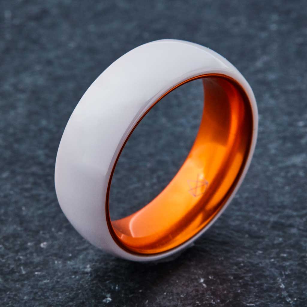 White Ceramic Ring - Resilient Orange