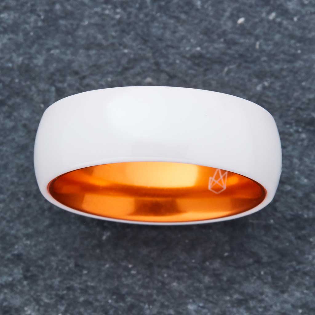 White Ceramic Ring - Resilient Orange