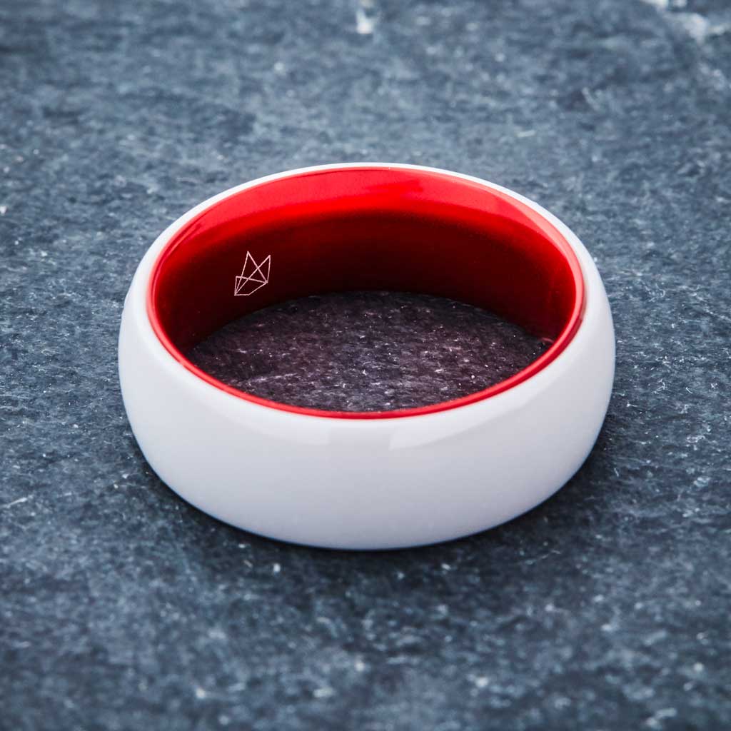 White Ceramic Ring - Resilient Red