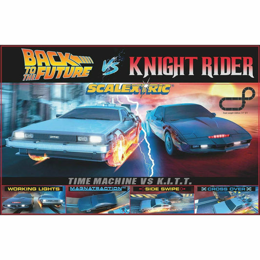 Scalextric 1980's TV - Back to the Future vs Knight Rider 1:32 scale slot car race set