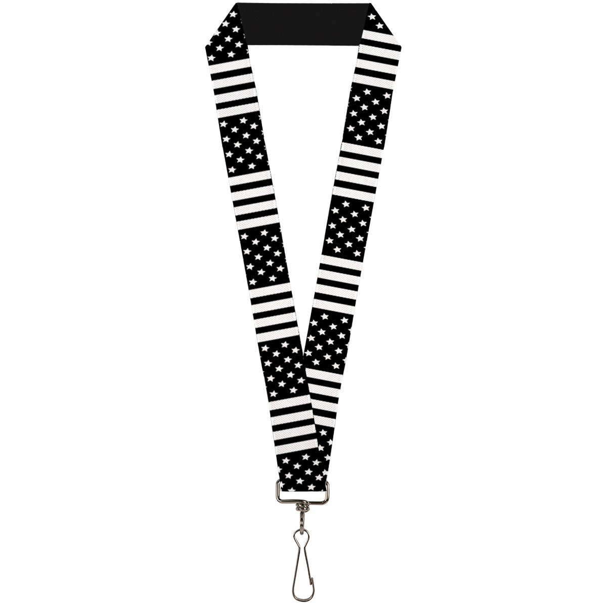 Lanyard - 1.0" - American Flag CLOSE-UP Black White