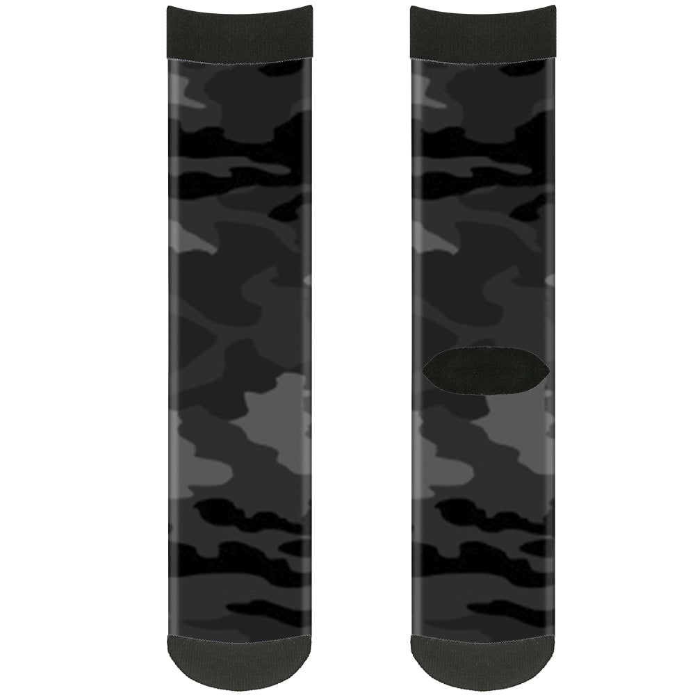 Sock Pair - Polyester - Camo Charcoal - CREW