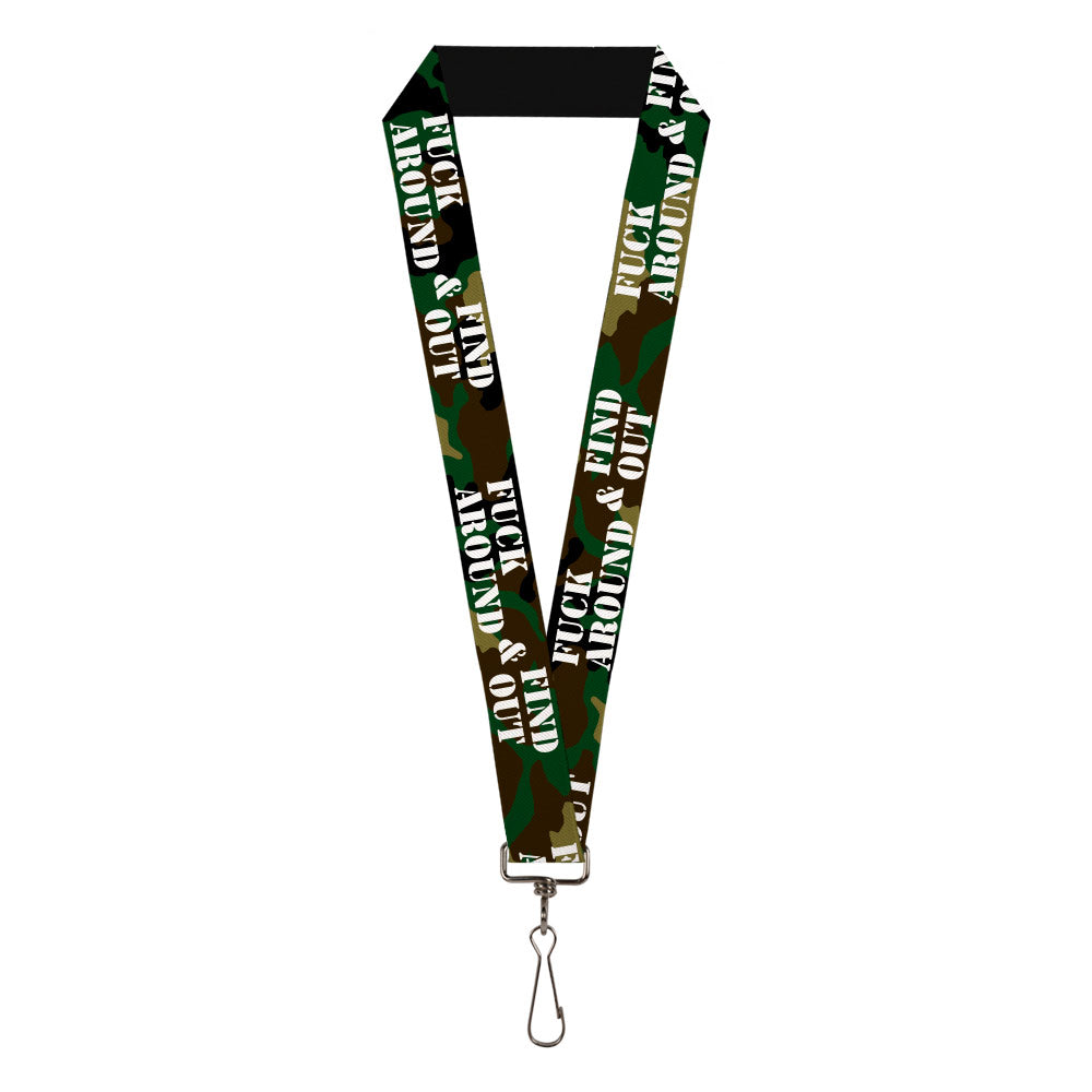 Lanyard - 1.0" - FAFO FUCK AROUND & FIND OUT Stencil Camo White