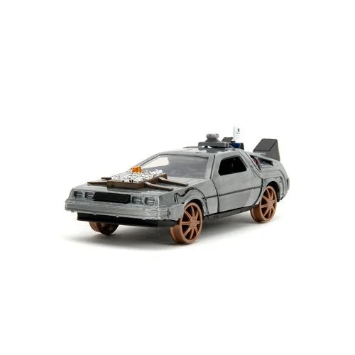 Back to the Future Part III die-cast 1:32 scale "Hollywood Rides" DeLorean Time Machine (railroad)