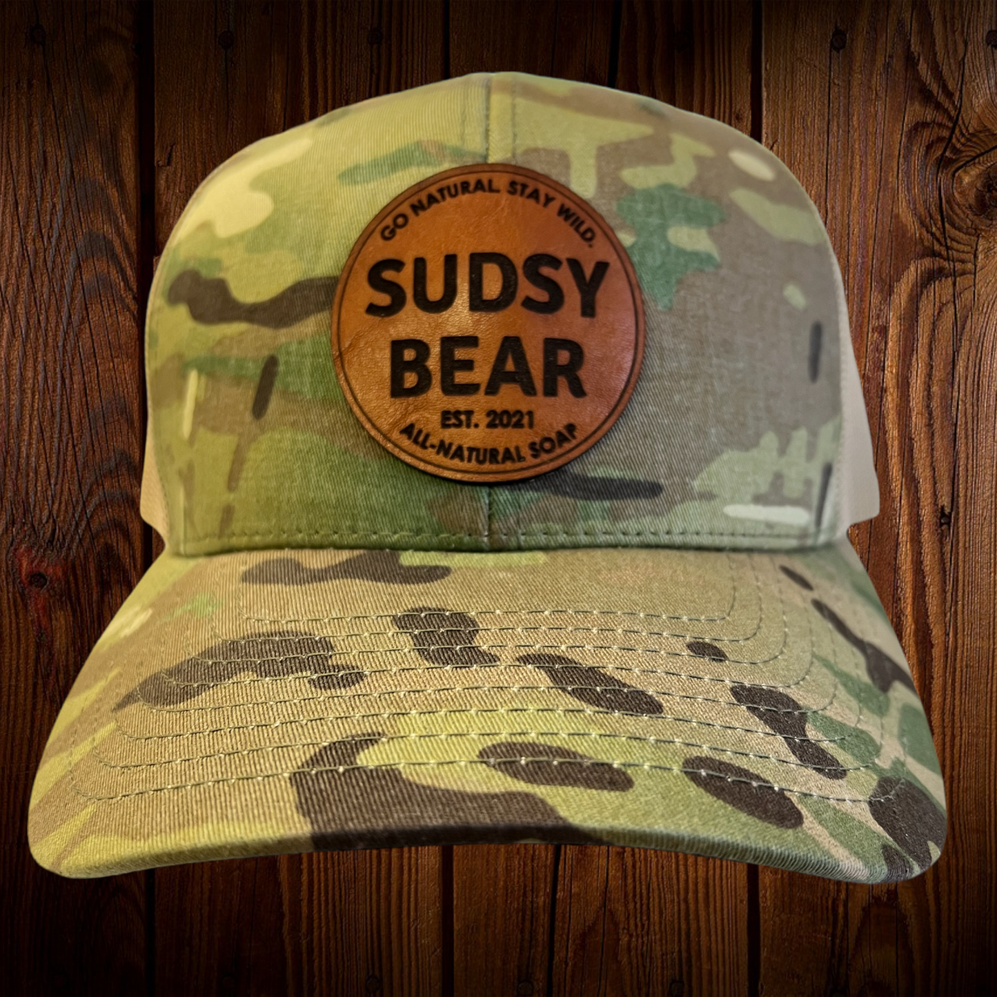 MULTICAM CAMO/KHAKI LEATHER PATCH HAT