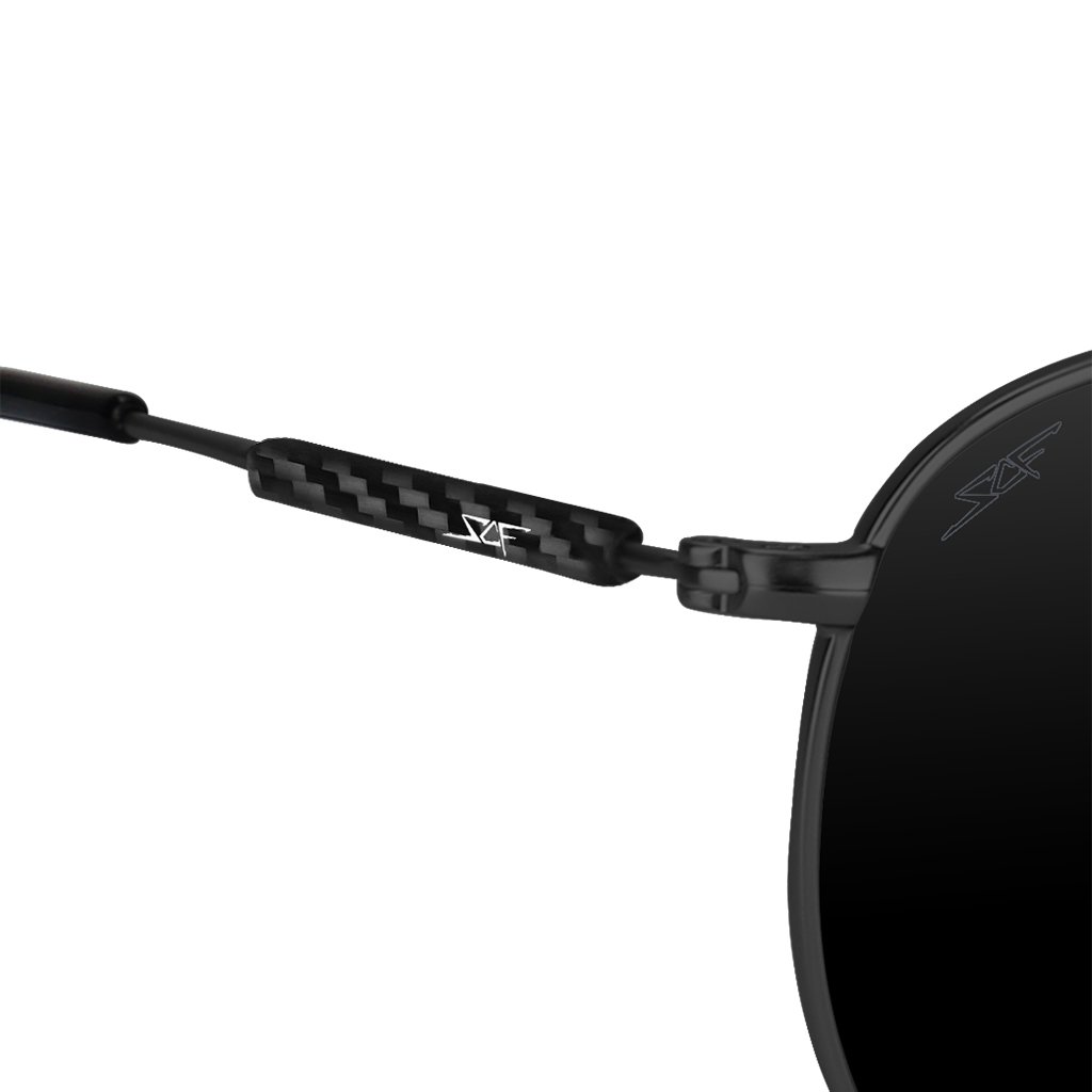 ●CAPTAIN● Real Carbon Fiber Sunglasses (Polarized Lens | Carbon Fiber Temples | Black)