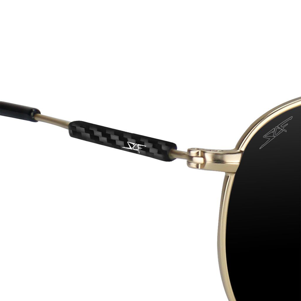 ●CAPTAIN● Real Carbon Fiber Sunglasses (Polarized Lens | Carbon Fiber Temples | Gold)