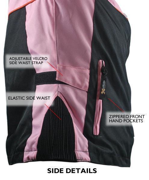 Xelement CF462 Women's 'Pinky' Black and Pink Tri-Tex Motorcycle Jacket with X-Armor Protection