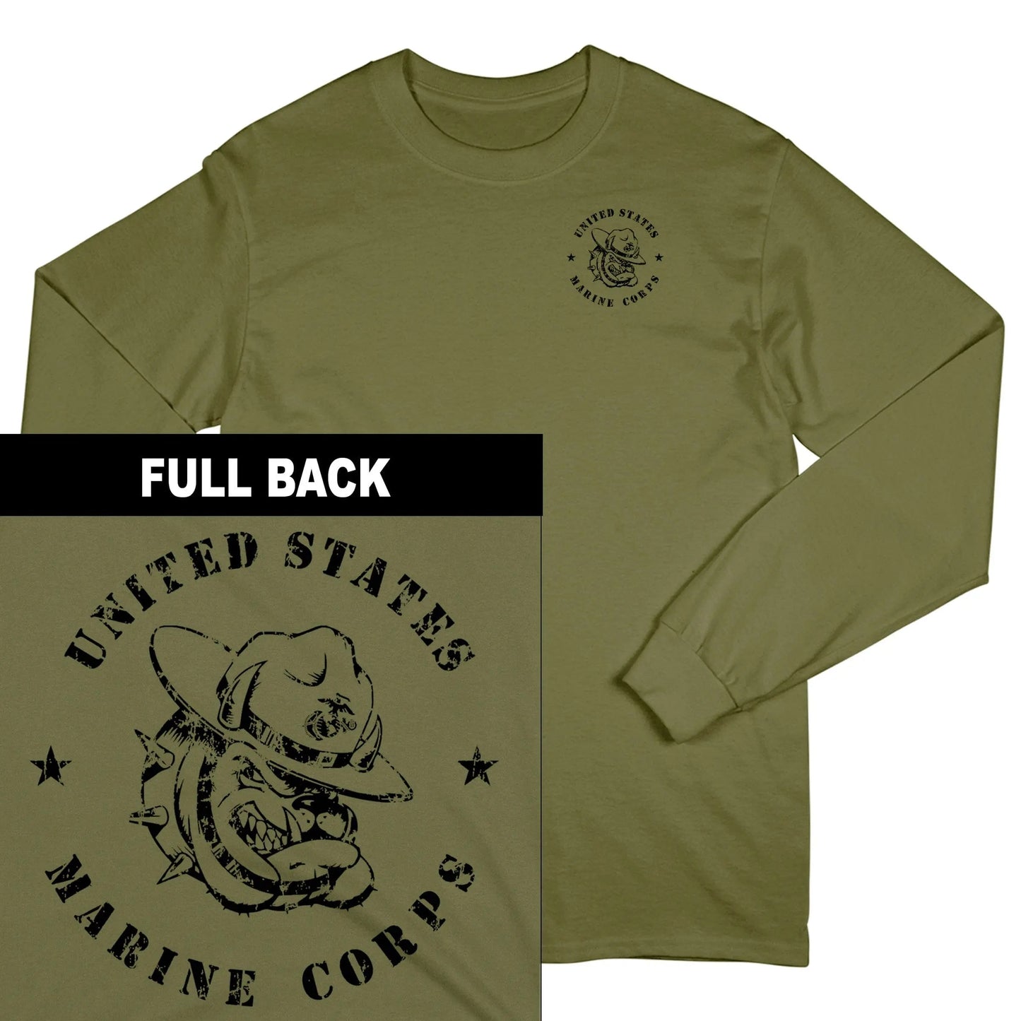 Retro Marines Bulldog 2-Sided Long Sleeve Tee