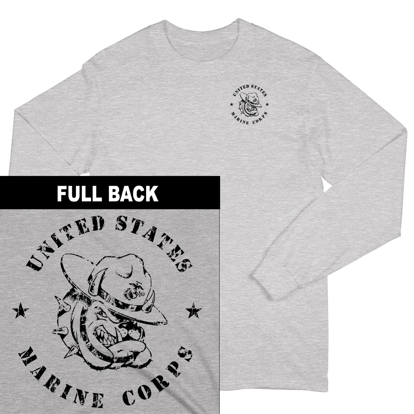 Retro Marines Bulldog 2-Sided Long Sleeve Tee