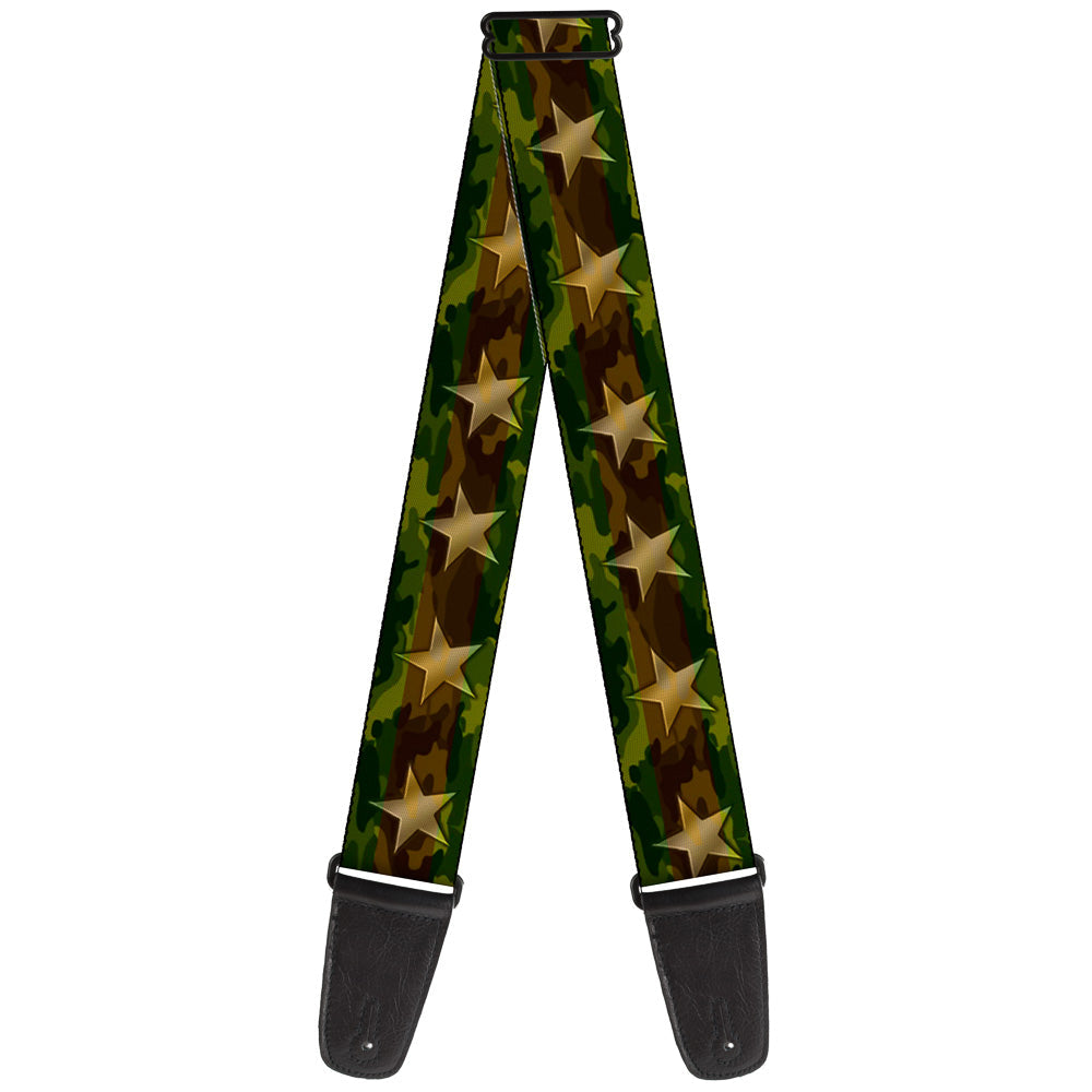 Guitar Strap - Star Camo Olive Gold