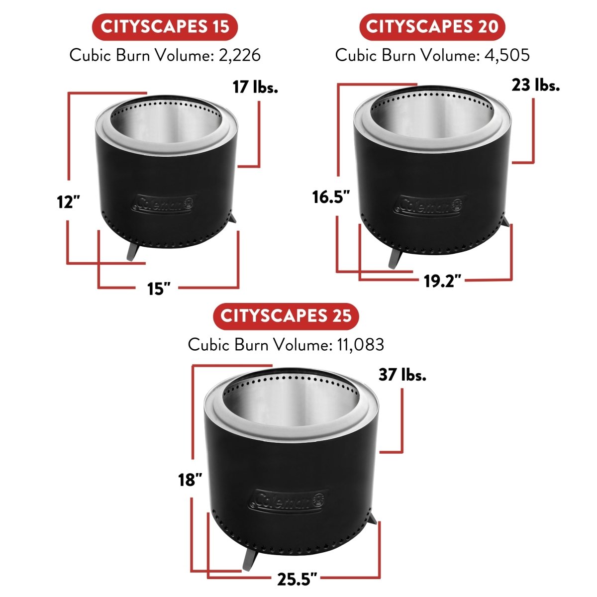 Coleman® Cityscapes™ 20 Smokeless Fire Pit - SHIPS 11/10/2024