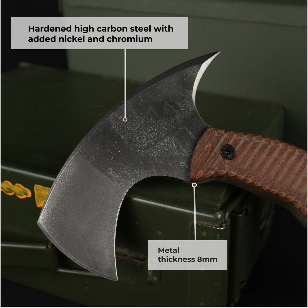 Compact tactical tomahawk with blade and polymer composite handle