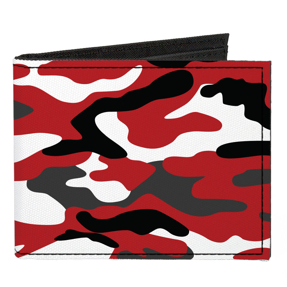 Canvas Bi-Fold Wallet - Camo Red Black Gray White