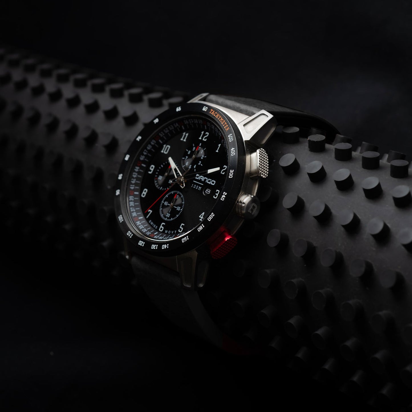 CR-01 - CHRONO WATCH WITH ITALIAN LEATHER STRAP - JET BLACK