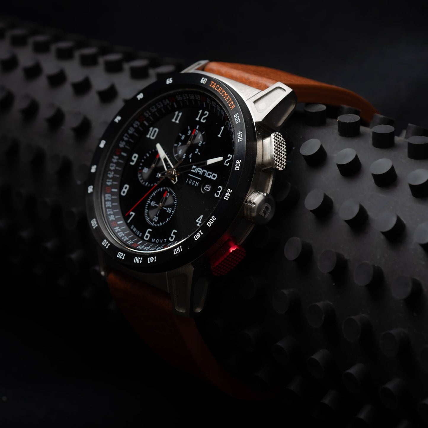 CR-01 - CHRONO WATCH WITH ITALIAN LEATHER STRAP - WHISKEY BROWN