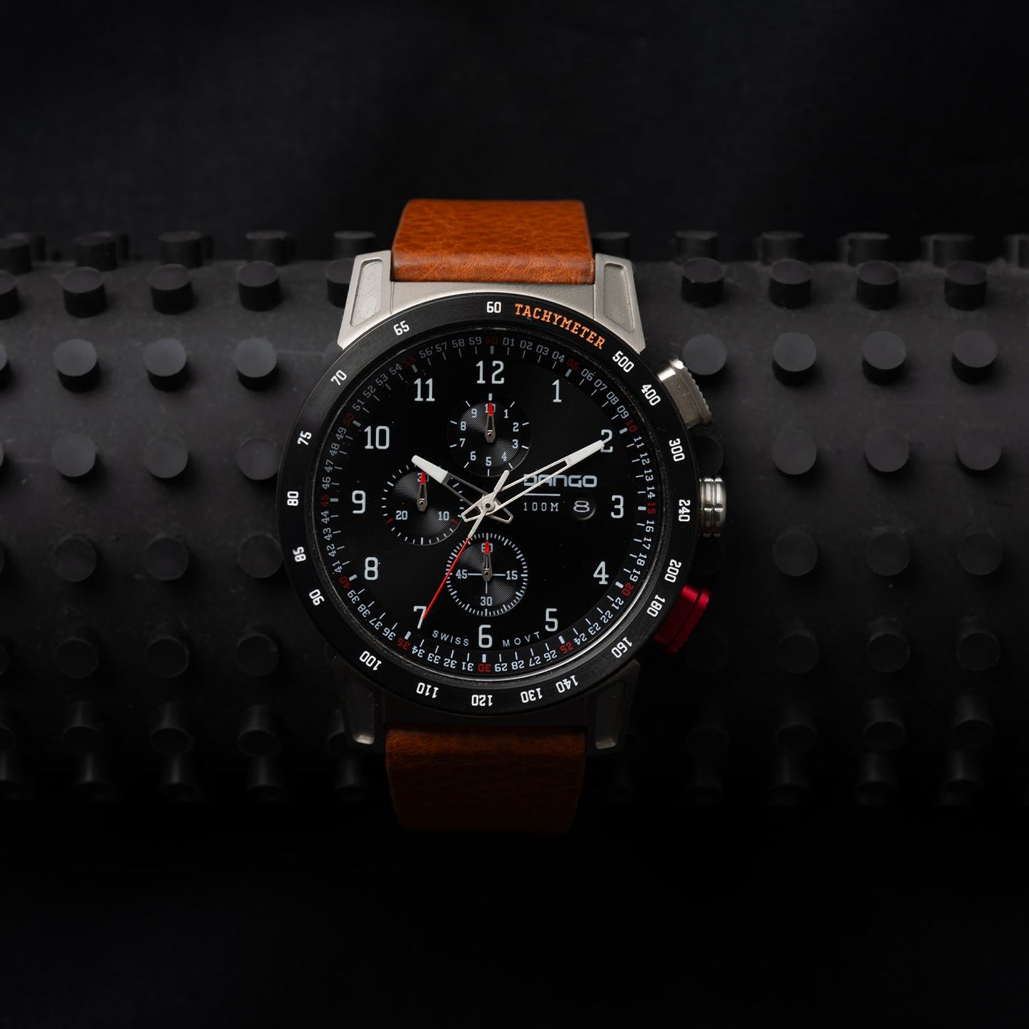 CR-01 - CHRONO WATCH WITH ITALIAN LEATHER STRAP - WHISKEY BROWN