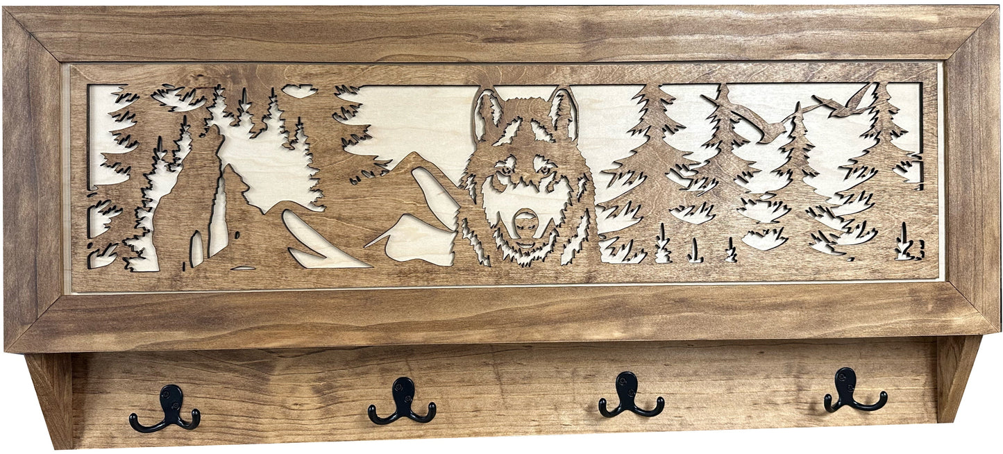 Coat Rack Hidden Gun Storage - Wolf In The Mountains