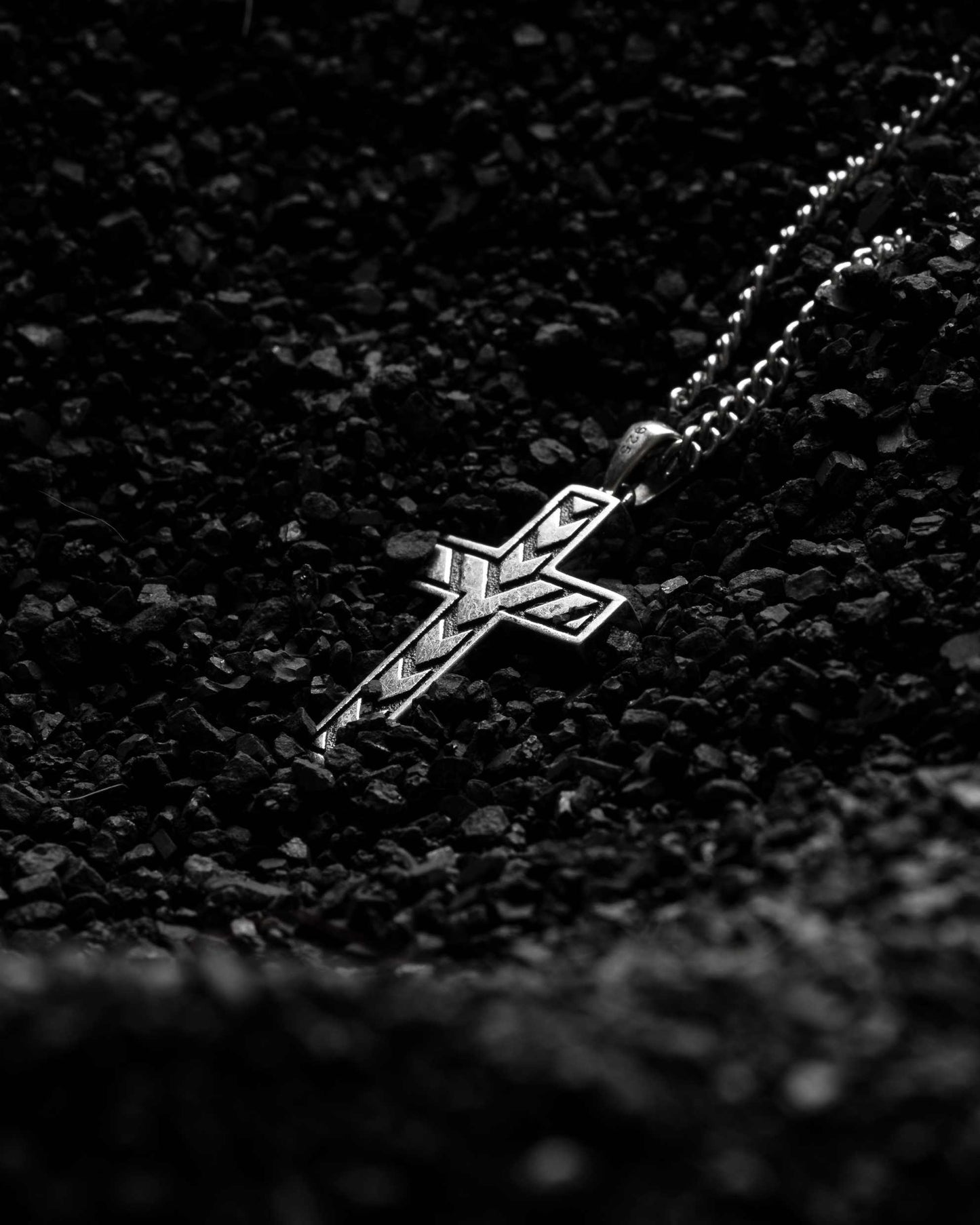 Stone Cross Pendant - Black Onyx