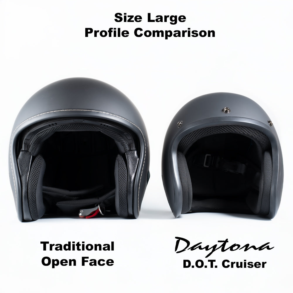 DOT Approved Daytona Cruiser Open Face Motorcycle Helmet - Men, Women & Youth - With Visor & Graphics - W/ Toxic