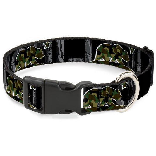 Plastic Clip Collar - CALIFORNIA/Flag Bear Black/Camo Gray/Camo Olive