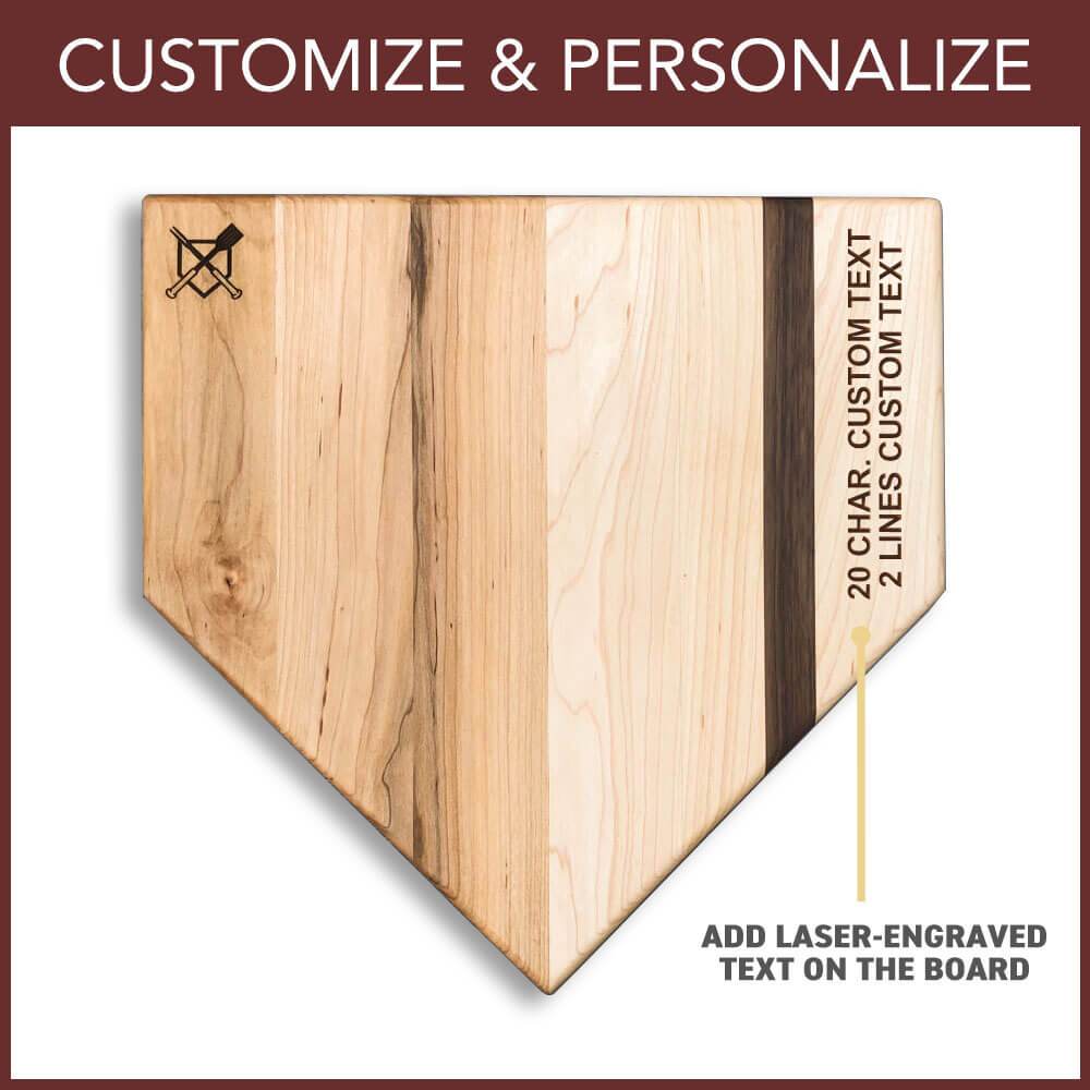 Full Size (17" x 17") Home Plate Cutting Board with Custom Text Engraving