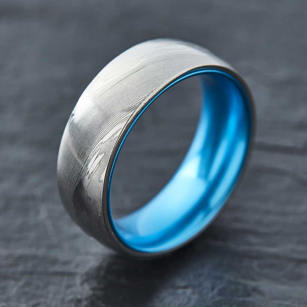 Wood Grain Damascus Steel Ring - Couples Package