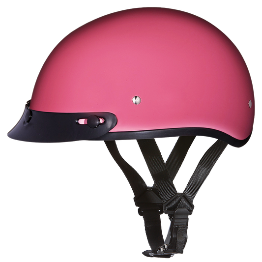 DOT Approved Daytona Skull Cap Half Shell Motorcycle Helmet - Beanie Style for Motorcycles, Cruisers, Scooters, and Mopeds - Hi-Gloss Pink