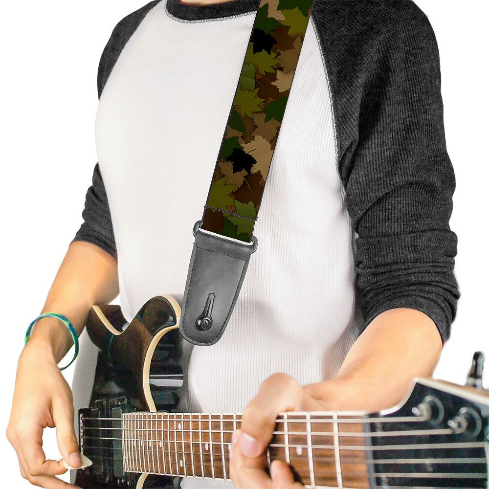 Guitar Strap - Leaf Camo Browns Greens Black