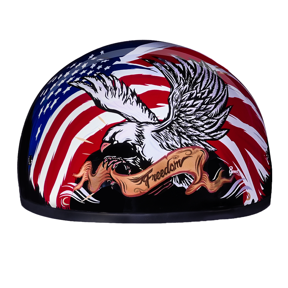 DOT Approved Daytona Motorcycle Half Face Helmet - Skull Cap Graphics for Men & Women, Scooters, ATVs, UTVs & Choppers - W/ Freedom 2.0