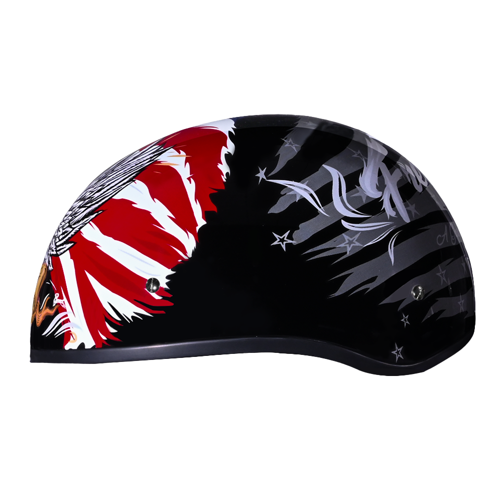 DOT Approved Daytona Motorcycle Half Face Helmet - Skull Cap Graphics for Men & Women, Scooters, ATVs, UTVs & Choppers - W/ Freedom 2.0