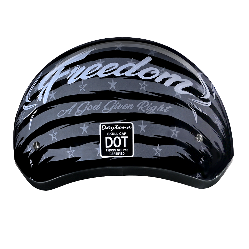 DOT Approved Daytona Motorcycle Half Face Helmet - Skull Cap Graphics for Men & Women, Scooters, ATVs, UTVs & Choppers - W/ Freedom 2.0