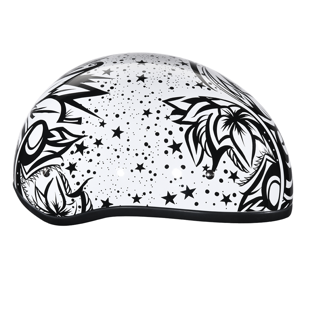 DOT Approved Daytona Motorcycle Half Face Helmet - Skull Cap Graphics for Men & Women, Scooters, ATVs, UTVs & Choppers - W/ Lovesee