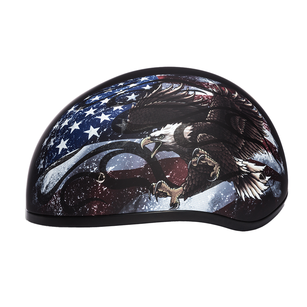 DOT Approved Daytona Motorcycle Half Face Helmet - Skull Cap Graphics for Men & Women, Scooters, ATVs, UTVs & Choppers - W/ USA