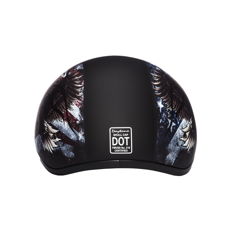 DOT Approved Daytona Motorcycle Half Face Helmet - Skull Cap Graphics for Men & Women, Scooters, ATVs, UTVs & Choppers - W/ USA